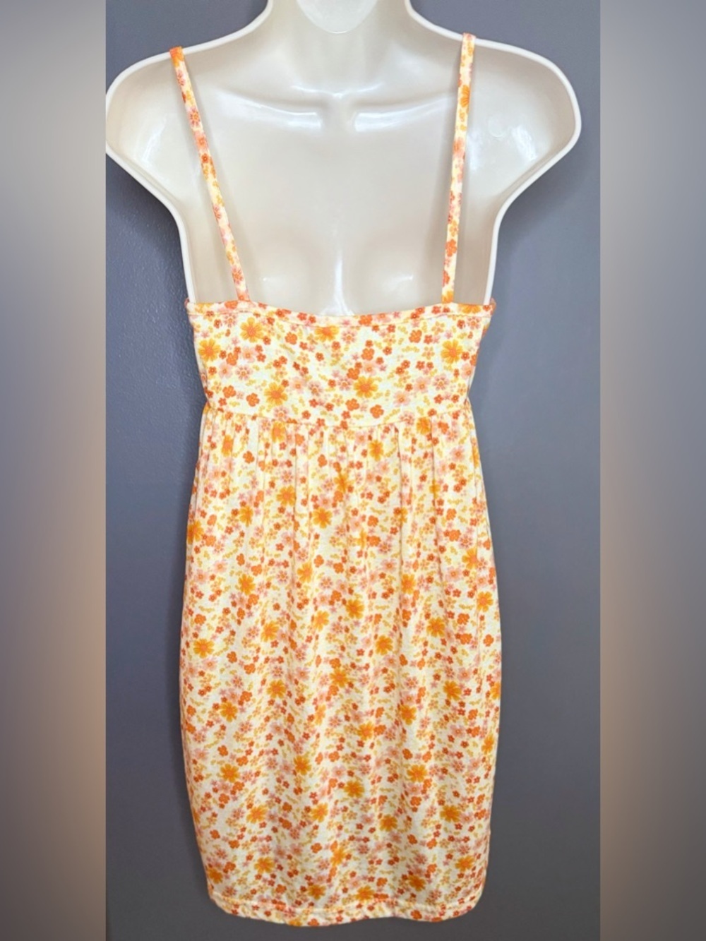 Floral Babydoll Orange Yellow Ditsy Print Cottagecore Y2K Summer Flowy Sundress - Picture 2 of 6